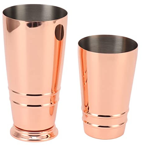 BestAlice Juego de Coctelera, 2 Piezas de Coctelera Boston, Mezclador de Bebidas Martini de Acero Inoxidable para Barman, Coctelera Martini, Herramienta de Mezcla de Cócteles para Bar en Casa(Cobre)