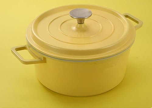 BONOOL Calibre Topf Töpfe Unbeschichtete Antihaft-Bratpfanne mit Deckel Geschirr Suppentopf Emaille Gas-Induktionsherd (Color : Giallo, Size : 4-5L)