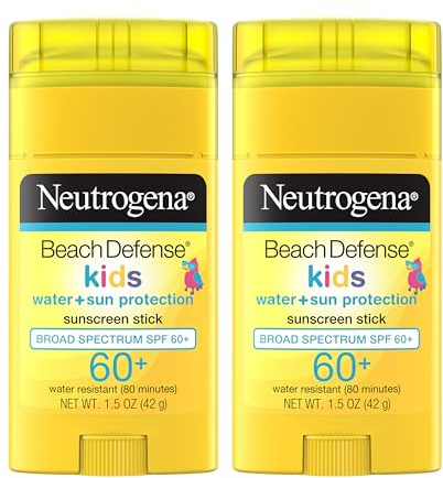 Neutrogena Beach Defense Kids Sunscreen Stick SPF 60+, Hawaii Reef Act 104 Compliant, Octinoxate & Oxybenzone Free, Sunscreen for Face & Body, Travel Size Sun Protection, 1.5 oz