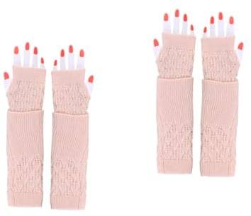SHERCHPRY 2 guanti da donna caldi guanti a mano uncinetto scaldamani da donna inverno foro per il pollice Manicotti Foglie Miss Keep