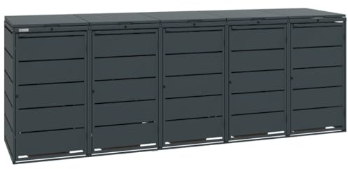 MBOX24 Classic 5er Mülltonnenbox für Mülltonnen bis 240 Liter, aus verzinktem Stahl, 1er Metall Mülltonnenverkleidung in Anthrazit, robust & wetterfest