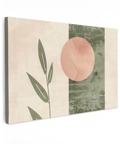 MuchoWow© Cuadros Decoracion Salon Modernos Dormitorios Cuadro Decorativos | 120x80 cm - de Lienzos Decorativo Decoración Cabecero Cama Arte - Moderno - Verde - Rosa - Pastel