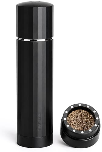 HOTQILIN Heavy Duty Metal Pepper Grinder, Professional Manual Pepper Grinder with Adjustable Coarseness, Pepper Mill with Magnetic Powder Chamber, Refillable Pepper Mill for Spices, High Output
