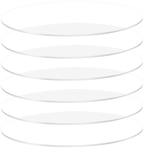 KEILEOHO 6 lastre acriliche rotonde 30 cm x 3 mm, lastre acriliche trasparenti, vetro acrilico trasparente, dischi grezzi per il fai da te per cornici, pittura, fai da te
