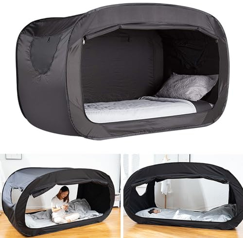 Bettzelt Faltbares Himmelbett mit Verdunkelungsdesign für Erwachsene und Kinder Robustes Stahlrahmenkonstruktion für Schlafzimmer und Wohnzimmer Schwarz
