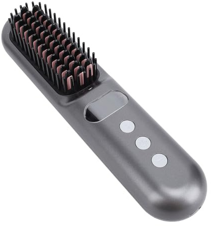 Cepillo alisador de pelo, plancha de pelo inalámbrica con control de temperatura de 9 niveles, miniplancha de pelo iónica con peine caliente para mujer, cepillo alisador portátil