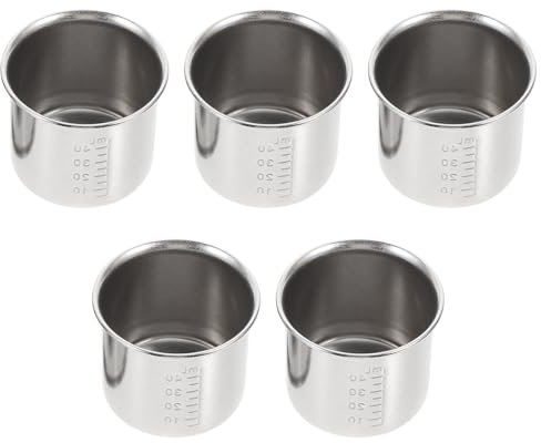 ABOOFAN 5 Piezas De Taza De Medicina Para Hospital Tazas Medidoras Tazas De Recolección De Muestras Tazas De Medición Vasos De Metal Irrompibles Tazas De Laboratorio Taza De