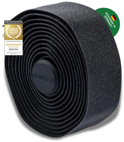 CONTEC Lenkerband Reflex.Grip, 2000x30x2,5 mm, aus Polyurethan und 3M Reflexmaterial, selbstklebend und rutschsicher, mit Klebestreifen und 2 Lenkerstopfen, Paar, schwarz reflektierend