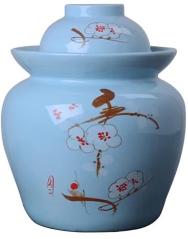 Fermentation Jars，Fermentation Crock Jar,Sauerkraut Crock,Traditional Chinese Ceramic Fermentation Crock Jar Pickling Jar With Water Seal Airlock Lid,Large Thickened Ceramic Pickle Jar Kimchi Pot Stor
