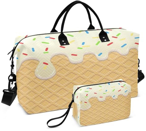 Travel Duffle Gym Bag Ice Cream White Food for Women Men Weekender Tote Bags