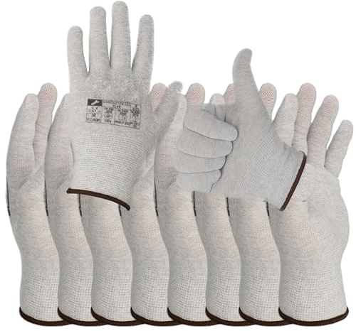 Minadax Lot de 5 paires de gants antistatiques ESD de précision, taille XL/10, pour réparation, montage et nettoyage en électronique, mécanique de précision, modélisme, voiture et moto