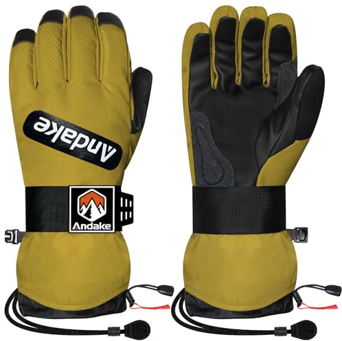 Andake Guantes de esquí de Invierno para Hombres, Mujeres y jóvenes, Guantes de Nieve Impermeables y aislados para Clima frío, Guantes de esquí Profesionales para esquí, Snowboard y Deportes de