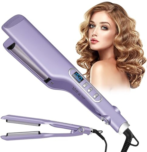 Fer à Onduler,Boucleur Wavy à Cheveux pour Vagues d'eau et Mermaid Wavers - 14 Températures Réglables avec écran LED,Conception Anti-brûlure,Wave Curler pour Vagues Parfaites et Ondulations Durables