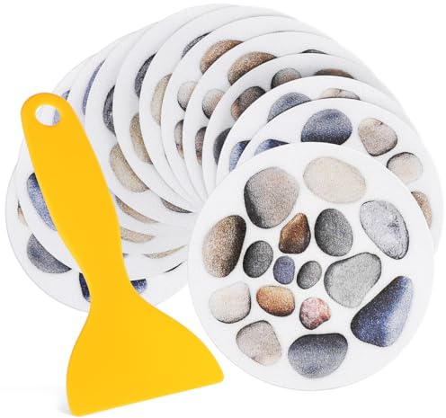 TOPBATHY 12 Blatt rutschfeste Badewannen Aufkleber Steinmuster Selbstklebend Antirutsch Duschsticker für Sichere Dusche Badewanne Badezimmer