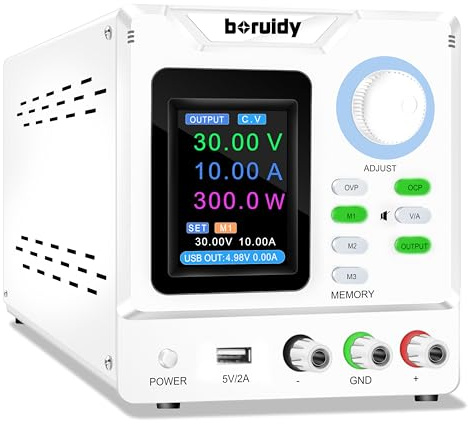 Fuente de alimentación CC variable de 30 V 10 A, codificador boruidy de 300 W, conmutación ajustable, regulada, alta precisión, pantalla TFT de 4 dígitos, puerto USB de 5 V/2 A, fuentes de