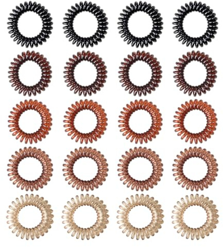 KIRZAX 20 Piezas Gomas Pelo Mujer,Lazos de Cabello en Espiral,Goma del pelo Elásticas,Bandas Resistentes al Agua,Cintas para el Cabello en Espiral Cable de Teléfono,para Niñas Mujeres Damas Regalo