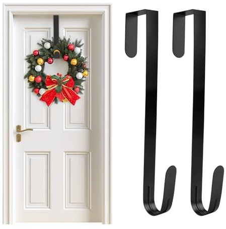 Lishang 2 Stück Türhaken Zum Einhängen Türhaken Außentür Türkranzhalter für Haustür Außen Haustür Deko Weihnachten Weihnachtsdeko 31cm, Schwarz