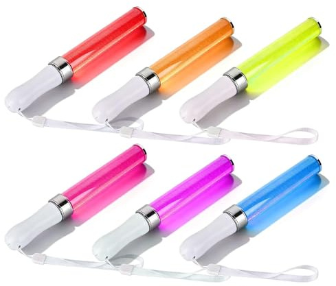 Leuchtstäbe, 6er LED Leuchtstab Glow Sticks, 15 Farben LED Leuchtstäbe Partyzubehör, Bunte Leuchtstäbe für Hochzeit, Geburtstag, Weihnachten, Party, Konzert
