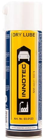 INNOTEC Dry Lube Lube Lubo Lubrificante secco 500ml - PTFE Spray senza silicone e grasso, pellicola lubrificante trasparente, antistatico, impermeabile, registrato NSF riduce l'attrito e l'usura