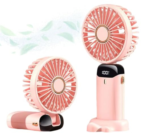 Spiritzohic Hand Held Fan, Portable Handheld Fan USB Rechargeable Fans with 5 Speeds Mini Foldable Fans USB Handheldfan Desk Desktopfan for Home Office Bedroom Outdoor Travel(Pink)