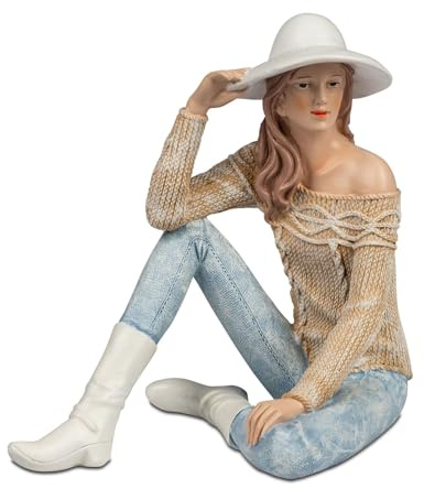 formano Dekofigur Frau sitzend modern Wohnraum Figur handbemalt 20x19 cm, stilvolle Frauen Skulptur aus Polyresin für Wohnzimmer, Regal & Sideboard als dekorativer Blickfang