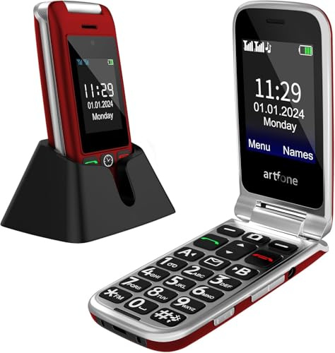 artfone Folding Mobile Phone for Seniors with Large Buttons, Senior Mobile Phone without Contract with Large 2.4 Inch Colour Display, Dual SIM, SOS Emergency Call Button, USB-C Button Mobile Phone