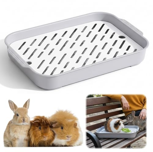 QyueQyat Kaninchentoilette, Tablett für Meerschweinchen und Hasen, Toilette mit Maßen, Farbe, grau, 28 x 19 3 cm, klein
