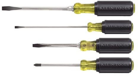 Klein Tools 85105 Screwdriver Set, Made in USA, Slotted and Phillips Screwdrivers with Cushion-Grip Handles and Tip-Ident, 4-Piece
