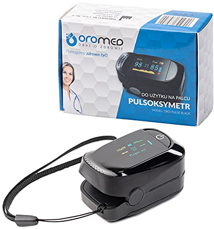 OROMED DBAJ O ZDROWIE Black Finger-Pulsoximeter mit TFT Anzeige und Trageband Kontrolle von Puls, Herzfrequenz und Sauerstoff-Gehalt Oximeter Schwarz