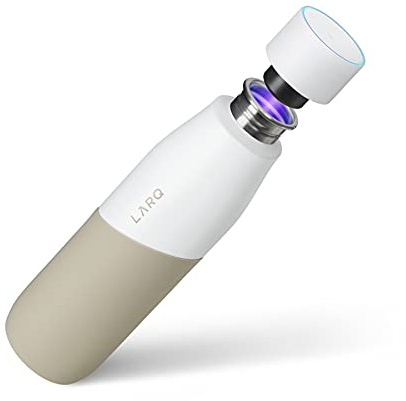LARQ Movement Smart Self-Cleaning UV Lightweight Stainless Water Bottle | Not insulated, single wall. Leak-proof, BPA free reusable metal water bottle for gym, travel, sport, running. 710 ml,