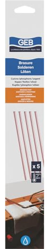 GEB Baguettes cuivre/phosphore/Argent pour brasage Fort. S'utilise sur tuyauteries d'installations sanitaires, de Chauffage… - 5 Baguettes