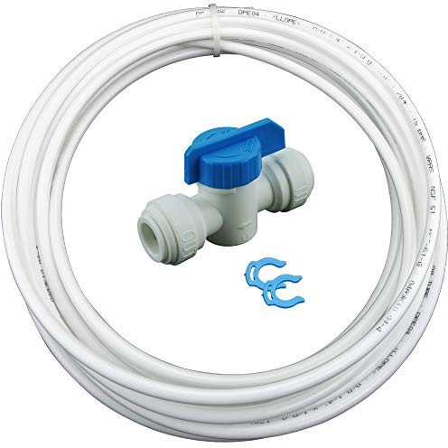 FILTROTECH Wasserschlauch 5 m mit Absperrventil, 1/4 Zoll | Inkl. Absperrventil und 2 Sicherungsringe, Wasserzufuhr jederzeit absperrbar, lebensmittelecht