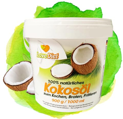 Coconut Oil | Kokosfett | Kokosöl | Kokosnussöl | Geschmacksneutral | nicht Hydriertes | zum Kochen, Braten und Backen | Kokosöl für Hunde und Tiere | 1000ml