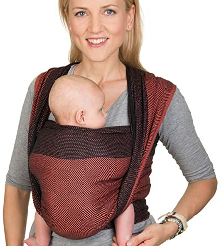 Hoppediz gewebtes Baby-Tragetuch ab Geburt, 100% kbA-Baumwolle (Bio), Papamoa koralle 5,40 m