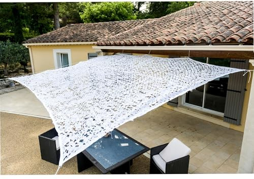 WERKA PRO Toile d'Ombrage Ajourée Polyester Anti-UV 3 x 3 m Blanche | Acier, métal, usage terrasse et balcon, extérieur, protection anti UV, ventilation confortable