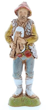 Moranduzzo Joueur de Cornemuse pour Crèche de 10 Cm Échelle 1:20-Figurines de Crèche Indestructibles-Style 700',Peinture Finition à la Main,Produit Officiel,Fabriqué en Italie,Sculpteur M. Landi