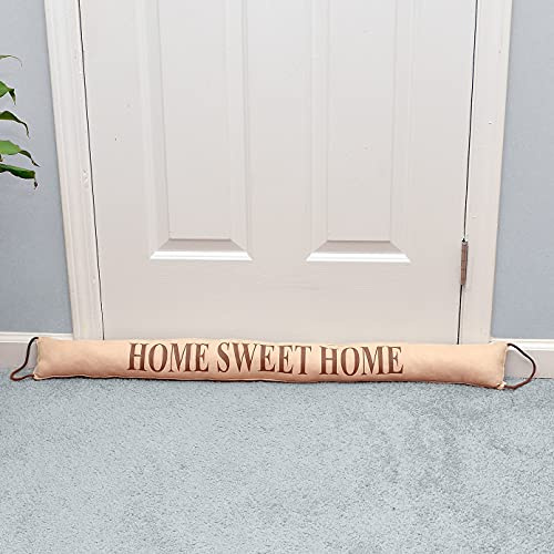 Roe & Moe Home Sweet Home Draft Stopper, Door Bottom Hot/Cold Air Blocker Noise Reducer Insulation Sound Proof Weather Strip Seal, 38 x 4 inches, with 2 Loops - Ideal for 36 inch Door