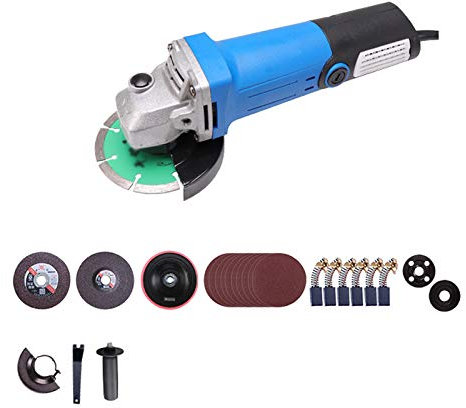 AIZYR Amoladora Angular con Kit De Accesorios De Disco, 1200W 100Mm Amoladora Angular De 6 Velocidades Guardia De Seguridad Y Manija De Soporte