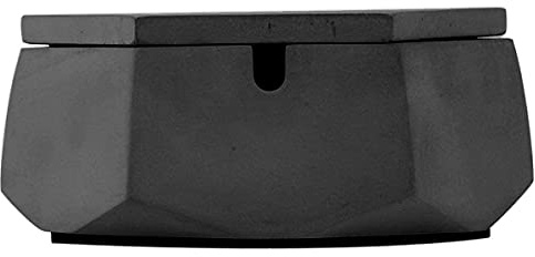 FREELOVE Geometry Concrete Ashtray with Lid & Stainless Steel Cup Set, Ash Tray for Cigarettes, Outdoor Smoking Holder Outside Patio, Indoor Smoke Accessories Cool Decor Gift (Dark Grey, Small)