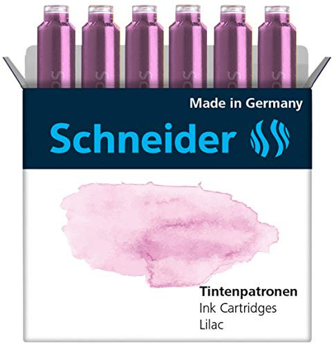 Schneider Cartucce d'Inchiostro per Penna Stilografica Colori Pastello Confezione da 6, Viola (Lilac), Formato Standard