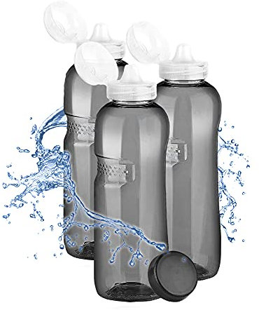 Kavodrink 3 x Tritan Trinkflasche 0,75L + Sportdeckel Wasserflasche schwarz Sportflasche BPA frei Flasche 750ml