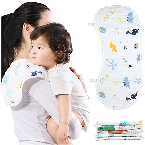 HINATAA 5 paños de muselina para eructos, paños de mano 100% algodón de primera calidad, 6 capas gruesas extra suaves y absorbentes, patrones adorables perfectos para niños y niñas recién nacidos