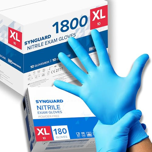 1800 Handschuhe aus Nitril, XL, puderfrei, latexfrei, hypoallergen, Lebensmittelhandschuhe, Einweghandschuhe (Größe XL 1800 Handschuhe)