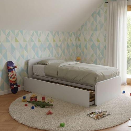 Letto singolo con letto estraibile, trasformabile in matrimoniale. Testate