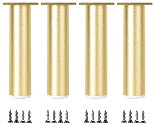 LOVEM Sofafüße Verstellbar, Couche Beine Gold Möbelfüße Ø38mm | 6-30 cm Möbelfüsse Sockelfuß Runde Sofafüsse Möbelbeine Aluminiumlegierung | Eloxierte Oberfläche | Mit Schrauben,4 Stück (30cm)