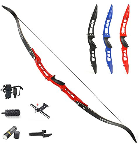 SHARROW Bogenschießen Takedown Recurve Bogen ILF Wurfarme und Bogen Riser 20-40lbs Jagdbogen Aluminium Rechte Hand Recurvebogen Erwachsene Sportbogen (24lbs, Rot)