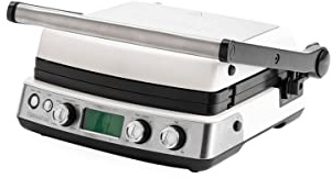GreenPan Elite 6-in-1 Multi-Function Contact Grill & Griddle, PFAS-Free Healthy Ceramic Non-Stick, Dishwasher Safe Grill Plates, Adjustable Temp, Compact, Closed Press/Open Flat Surface, Cloud Cream