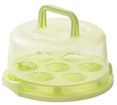 Housse de Transport de Gâteau, Porte-Gâteau Portable avec Couvercle et Poignée Conteneur de Gâteau Rond Plateau du Désert Porte-Gâteau Boîte de Rangement pour Gâteau (Vert)