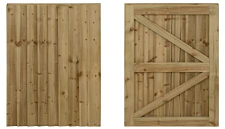 Featheredge Wooden Garden and Side Gates, Fully Framed and Capped (v2)(H-1200, W-825, Natural (Light Green) Finish)