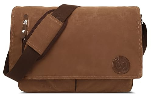 DORRISO Herren Umhängetasche Mode Leinwand Schultertasche Reise Schultertaschen für 15,6 Zoll Notebook Kuriertasche Casual Urlaub Camping Männer Kuriertasche Braun